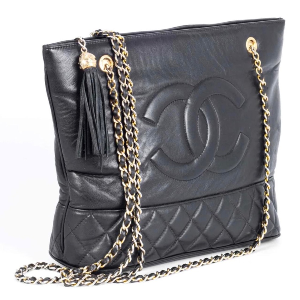 Chanel Black Quilted Leather Tote Bag